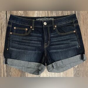 American Eagle Outfitters Dark Wash Cuffed Denim Shorts Size 6